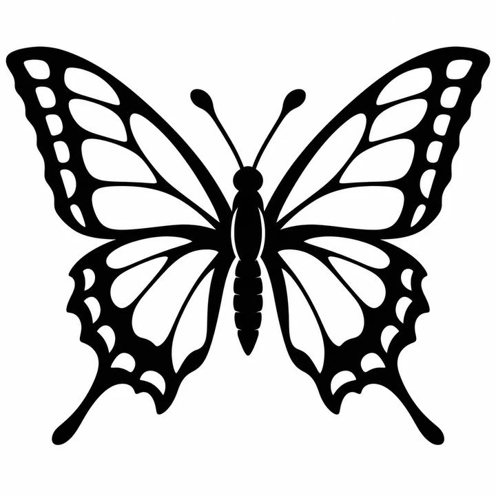 Swallowtail butterfly black and white stencil